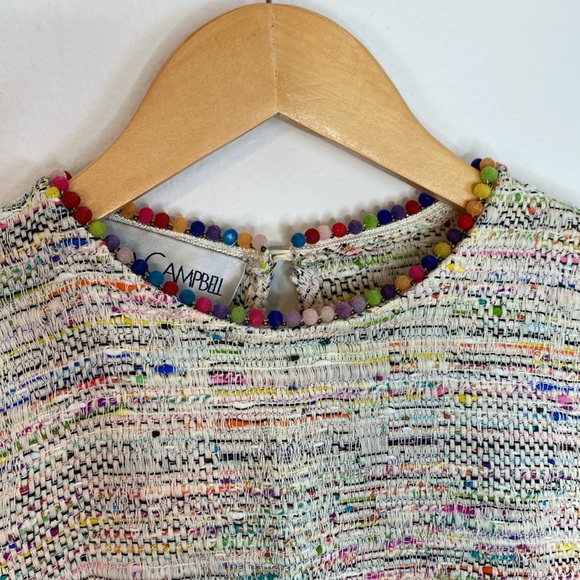 Sara Campbell Tweed Pom Pom T-Shirt Top Size 4 - Picture 6 of 11